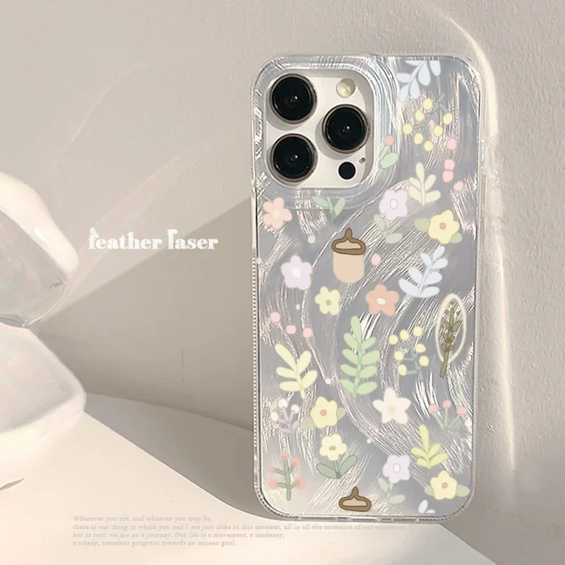 Pastel Cherry Blossom Leaves Flower Laser Cover Case