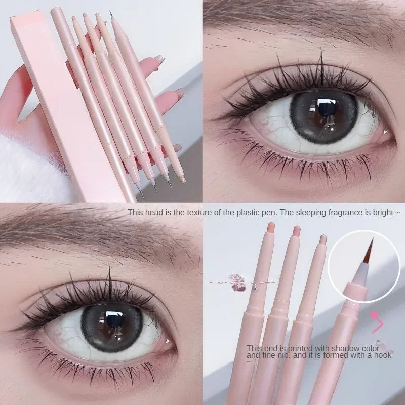 Double Head Matte Pink Lying Silkworm Pen Waterproof Lasting Natural Brightening Glitter Eyeshadow Pencil Korean Makeup Cosmetic eyeshadow pencil,matte eyeshadow