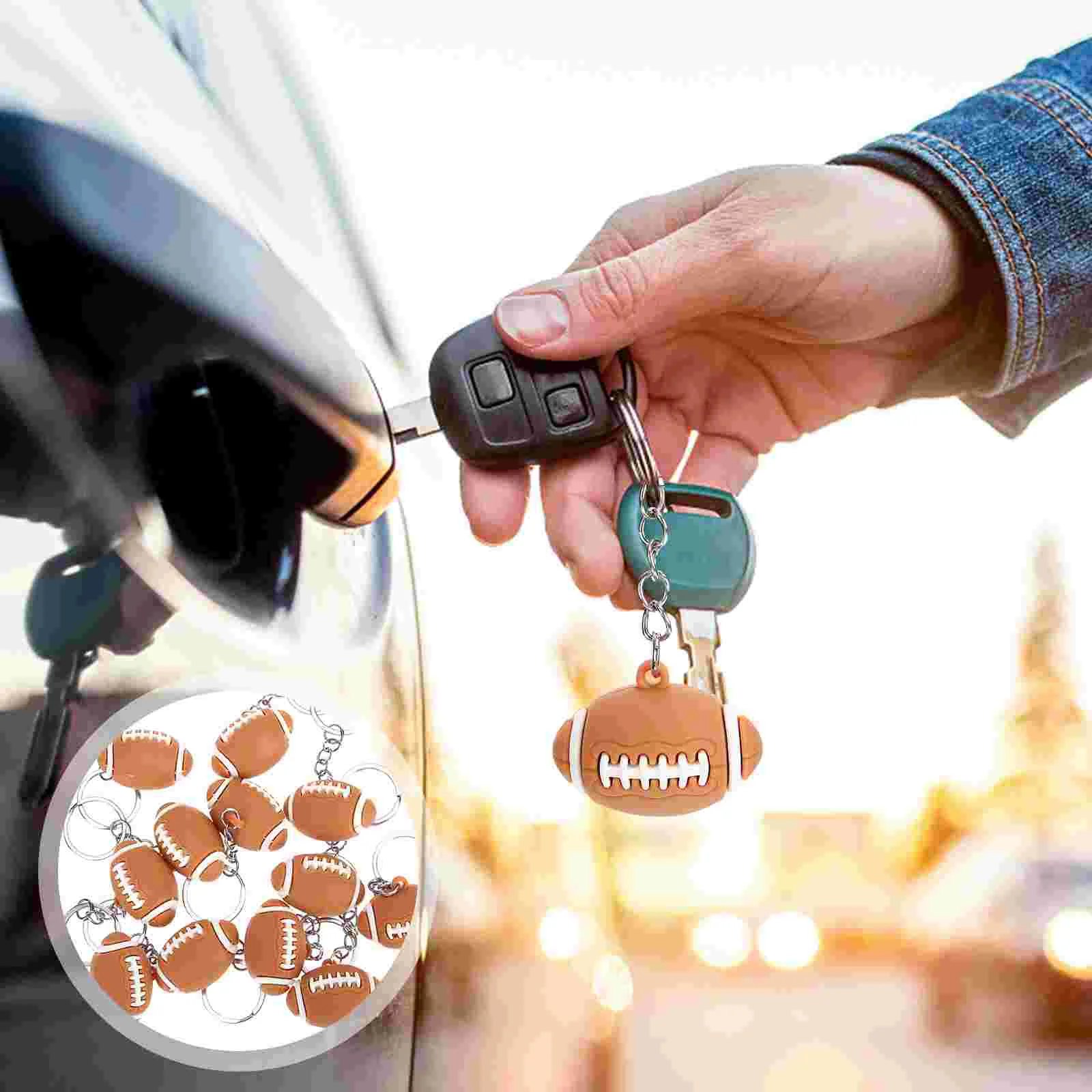 

12pcs Rugby Keychain Bag Hanging Decoration Key Holder Ring Birthday Gift