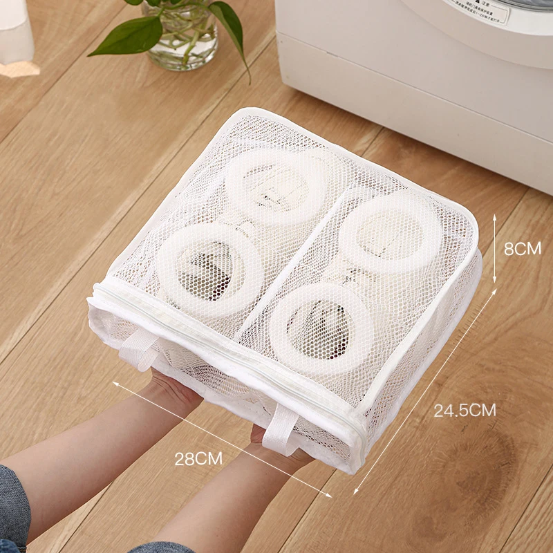 Anti-deformation Mesh Laundry bag Washing Machine Shoes Bag Travel Storage Bags Organizer Portable Sneakers Laundry Net 5