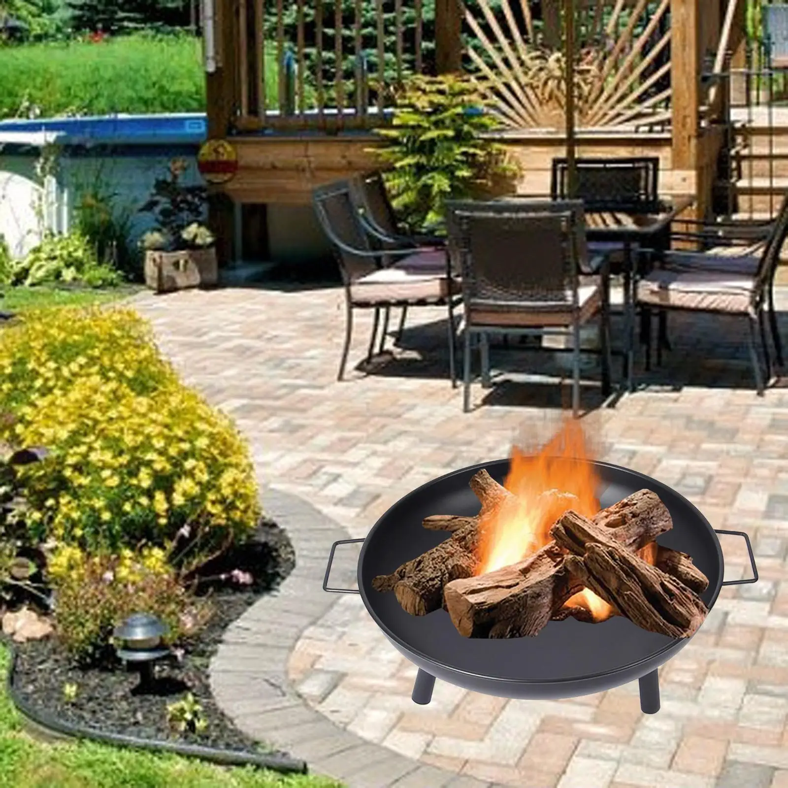 Cast Firepit Wood Burning Fireplace for Backyard Terrace Camping