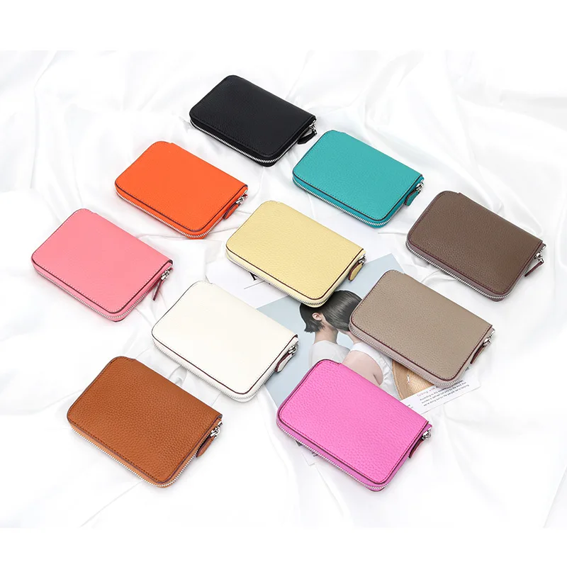 Brand Design Genuine Leather Wallet Women's Top Layer Cowhide Leather Zipper Coin Wallet Multi Card Slots Fashion Short Purse