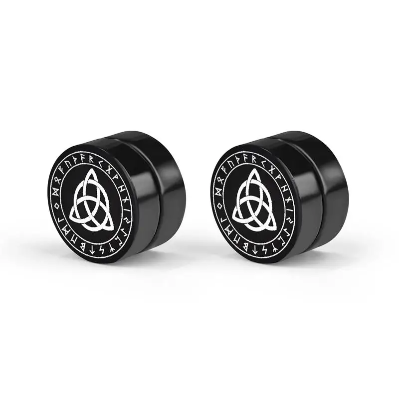 Black Punk Magnet Clip/Stud Earrings For Women Men Boy New Fashion Geometry Stainless Steel Jewelry Accessories Earrings 2