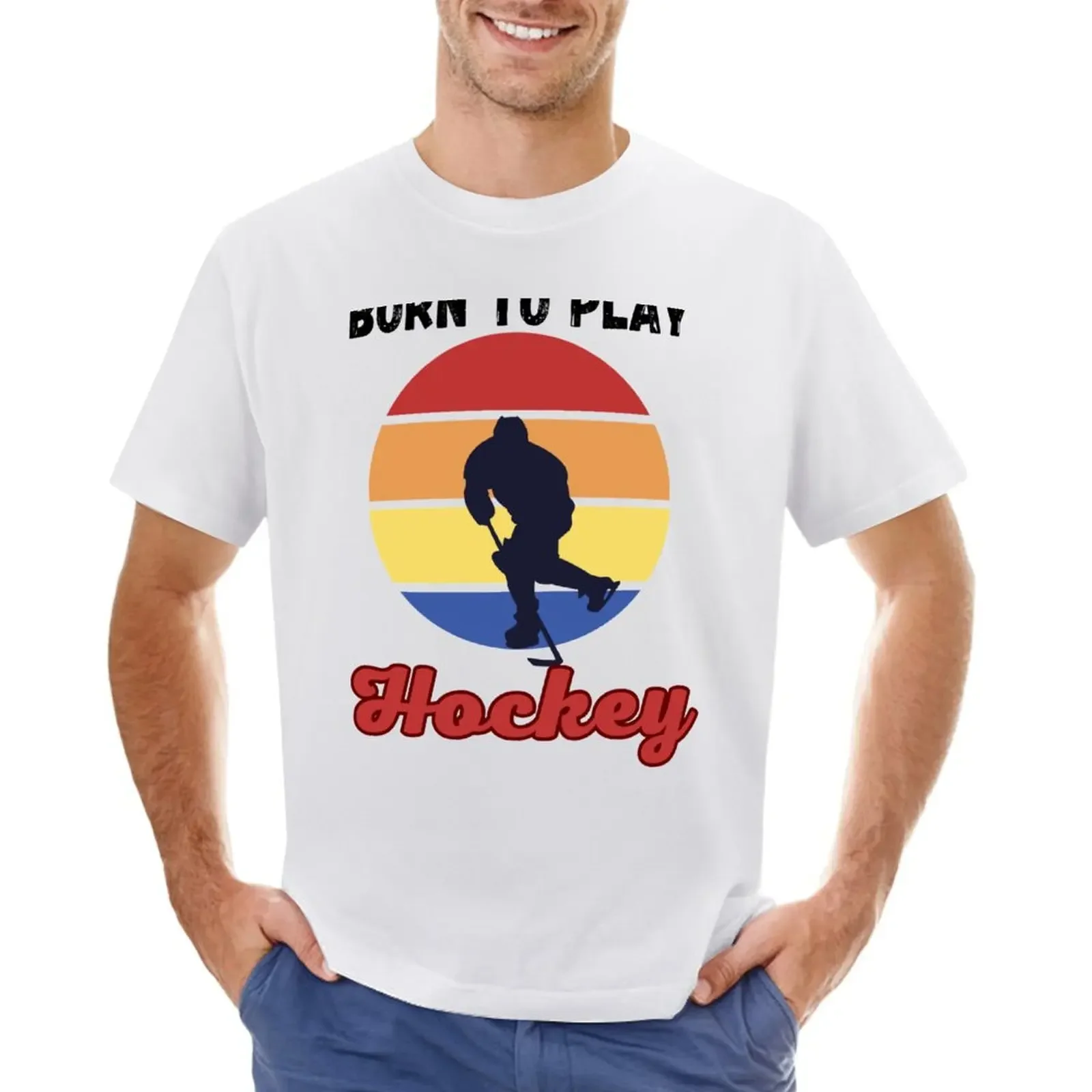 

Bornb to play hockey T-shirt vintage clothes summer clothes new edition sublime mens white t shirts