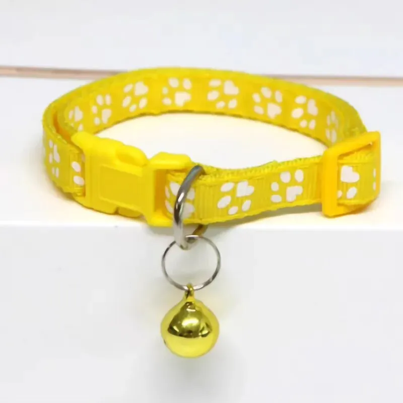 Dog Collar 10pcs Yellow With Bell Collars Delicate Safety Casual Nylon Neck Strap Fashion Adjustable Bell Pet Cat dog collar pet collar