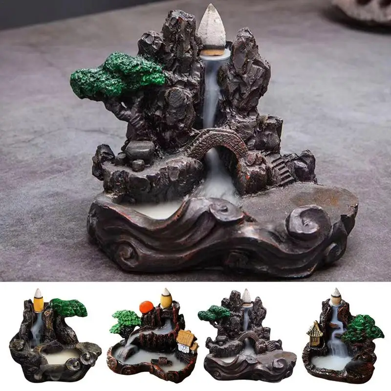 

Meditation Incense Burning Holder Handmade Resin Mountain Shape Table Incense Burner Indoor Incense Base Cones Burner