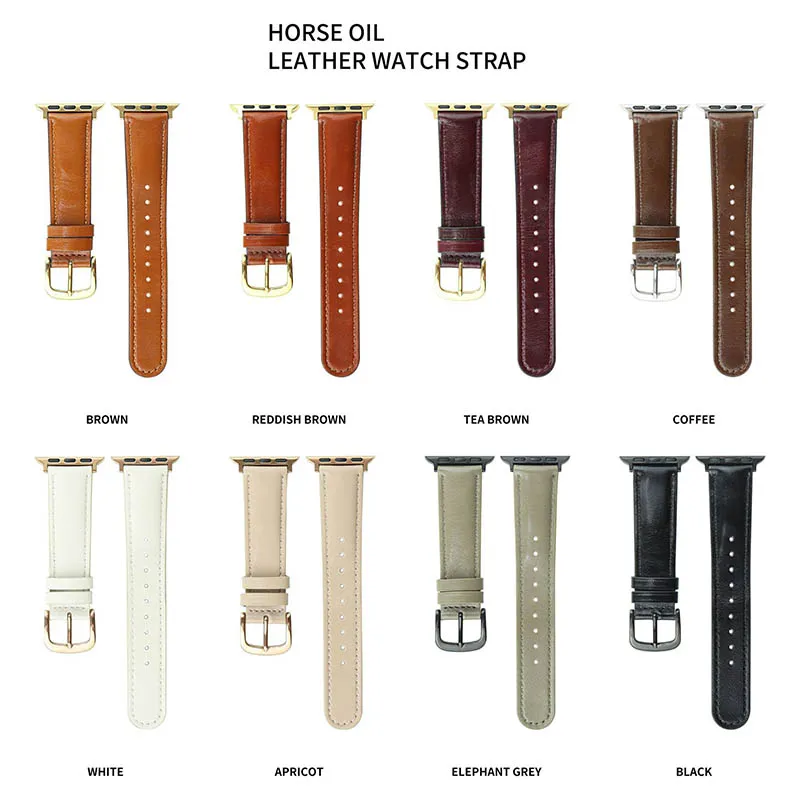 

For Apple watch High Quality Oil Wax Retro Watch Strap Parts Men's Business Watchband Genuine Needle buckle Bracelet Accessories