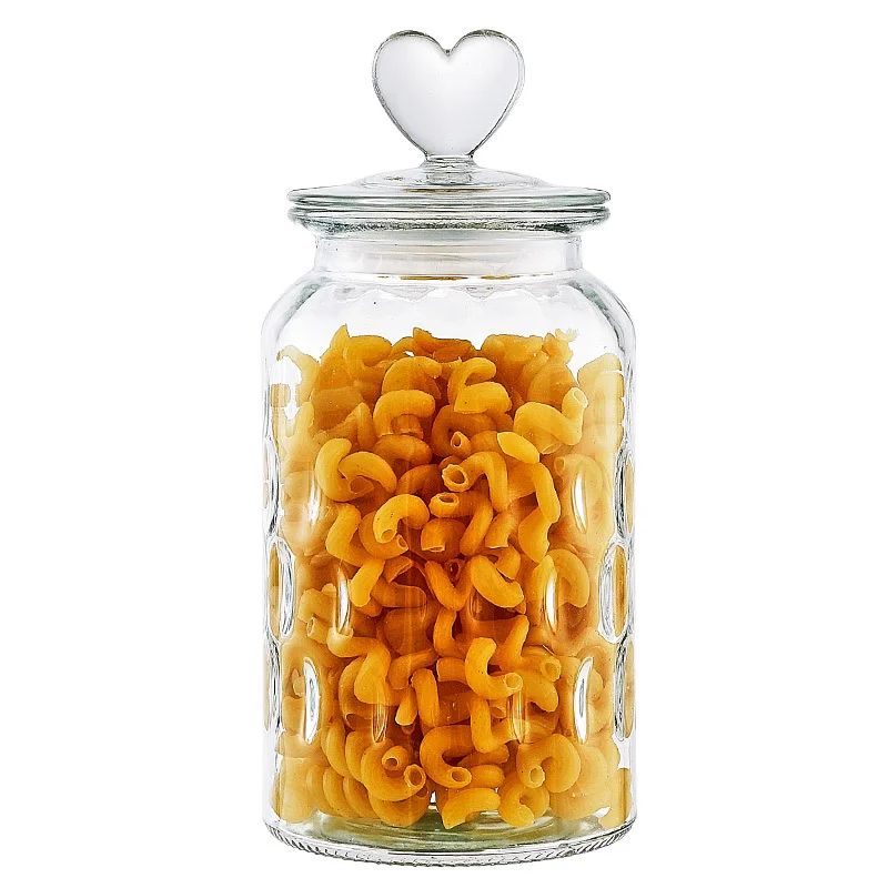 Modern Heart-shaped Sealed Glass Jar Kitchen Seasoning Coffee Bean Jar  Transparent Glass Jar Candy Food