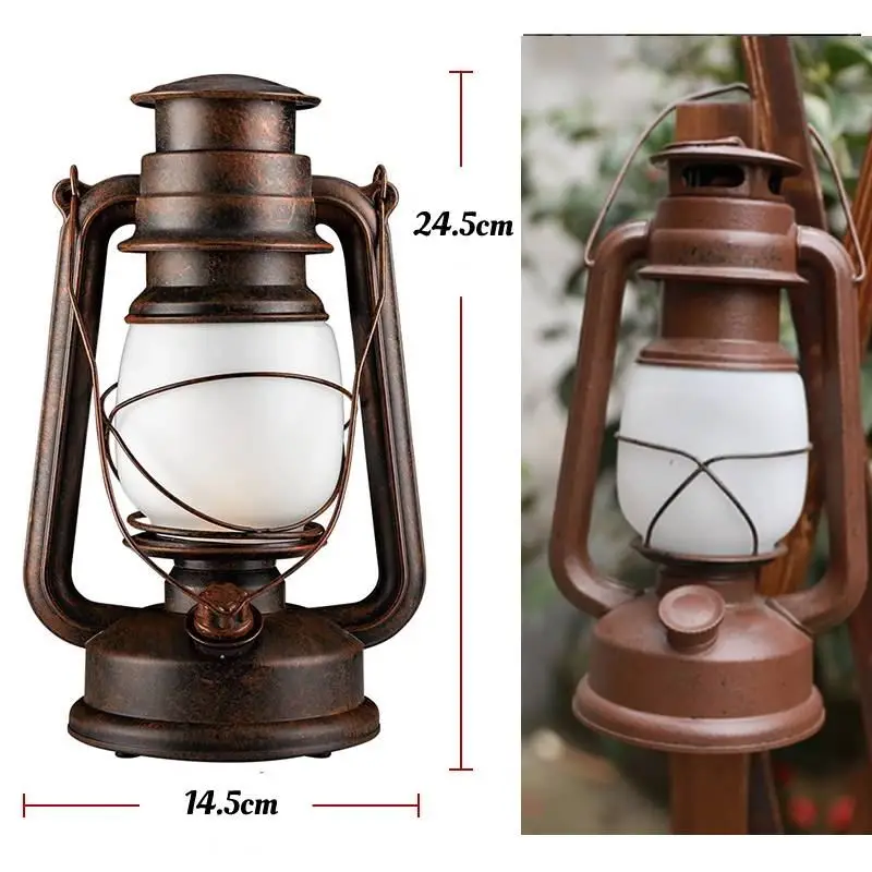 Retro Portable Lantern Outdoor Camping Kerosene Lamp Without Remote Control Dynamic Flame Light Battery Powered LED Table Lamp camping light portable lanterns camping lamp camping lantern