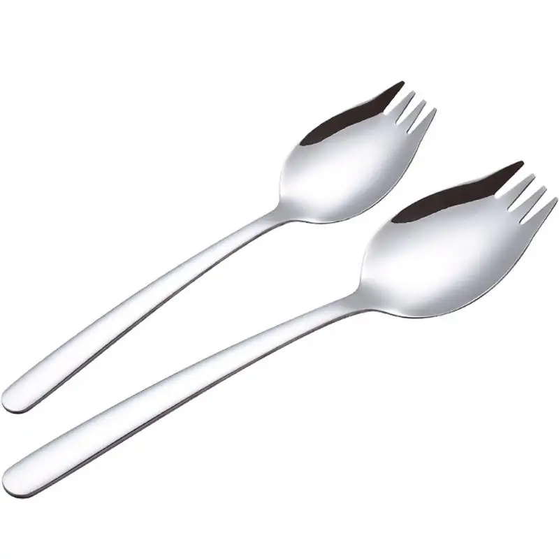 

Stainless Steel Fruit Fork Spoon Long Handle Ice Cream Salad Dessert Fork Spoon Multi-Function Western Tableware Silver Spork