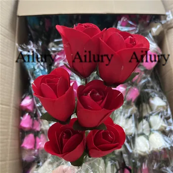 96pcs Half Open Wood Chip Roses With Flower Poles,Wooden Crafts,Christmas Wedding Bouquets,Valentine's Gifts,Window Decorations 1