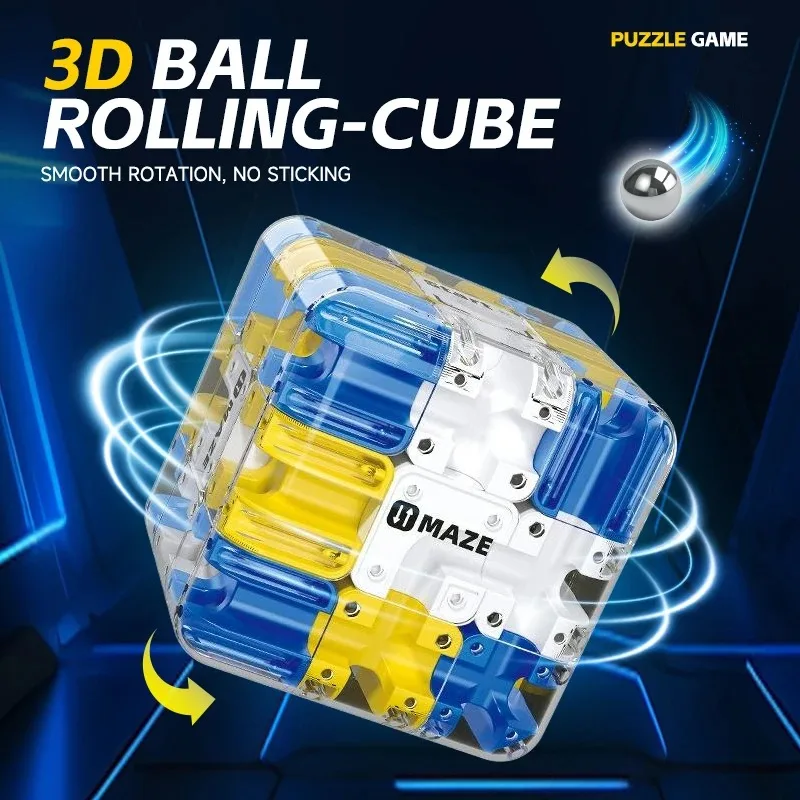D Maze Fidget Cube - Dual Mode Educational Puzzle Toy for Kids/Adults, Stress Relief & Logic Training with 6-Side Challenges