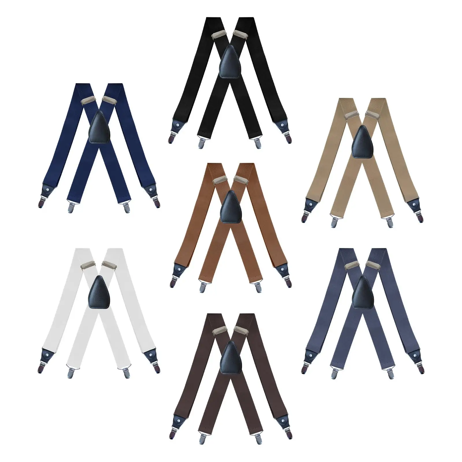 Durable Men`s Suspenders with 4 Sturdy Clips for Work and Casual Wear