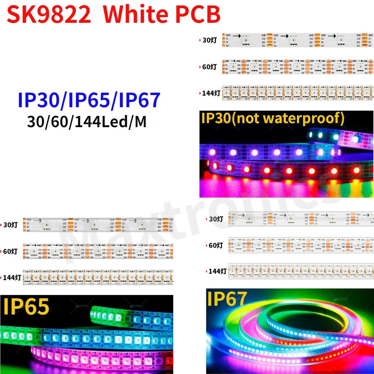 1M/3M/5M DC5V APA102 LED 픽셀 듀얼 신호 SK9822 LED 스트립 라이트 30/60/144leds/픽셀/m IP30/IP65/IP67 개별 주소 지정 가능