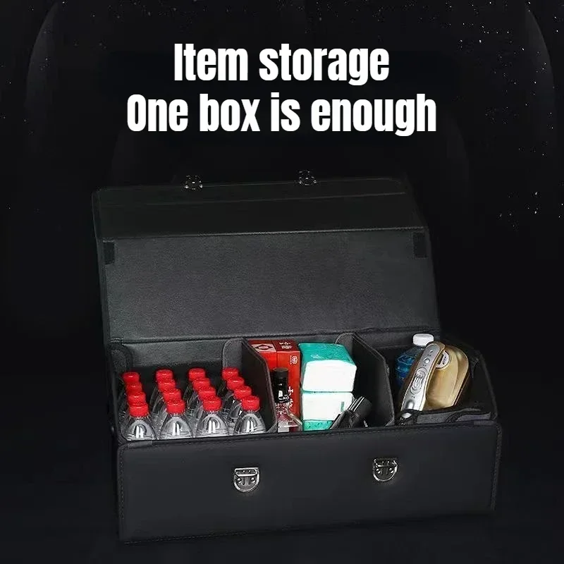 Car Cargo Organizer Trunk Storage Organizer Car Accessories Waterproof Leather Container Folding Cargo Storage Box For SUV Sedan
