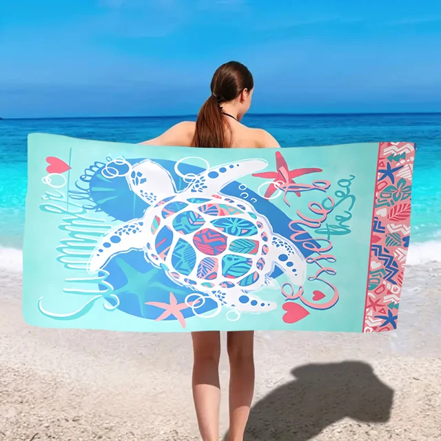 1pc Cartoon animal printed beach towel, ultra-fine fiber quick drying absorbent soft swimming towel, swimming sports towel 4