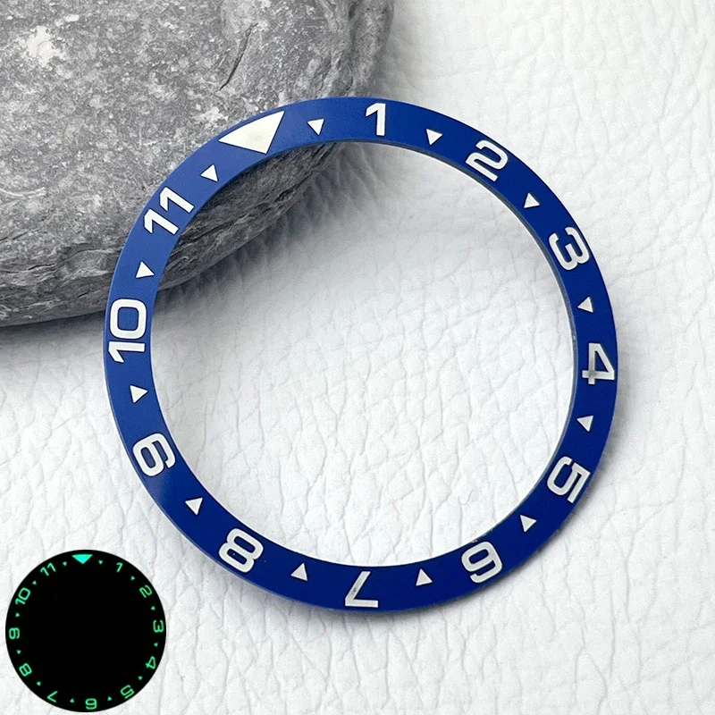 Enhanced 38mm Flat Super Luminous Ceramic Watch Bezel Insert