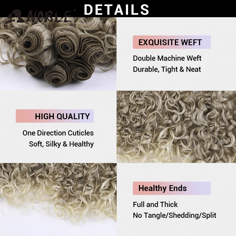 Noble Straight Hair Extensions Ombre Blonde Hair Bundles 18 20 22 Inch Hair Synthetic Straight Hair Full to End Kinky Curly Hair