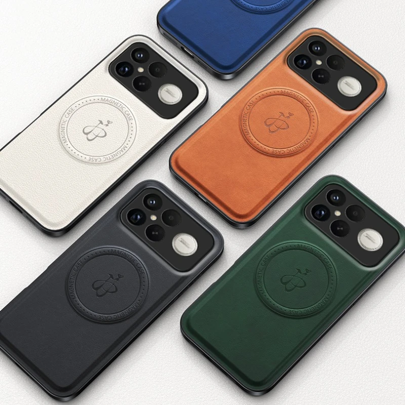 Magnetic Wireless Charging PU Leather Protective Case - Hard Back Shell Cover