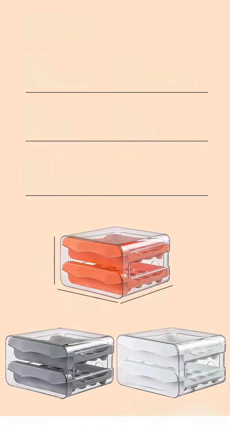 Description Picture 2 of itemRefrigerator egg storage box drawer-type storage double-layer pull-out box for egg preservation large capacity 32 compartments