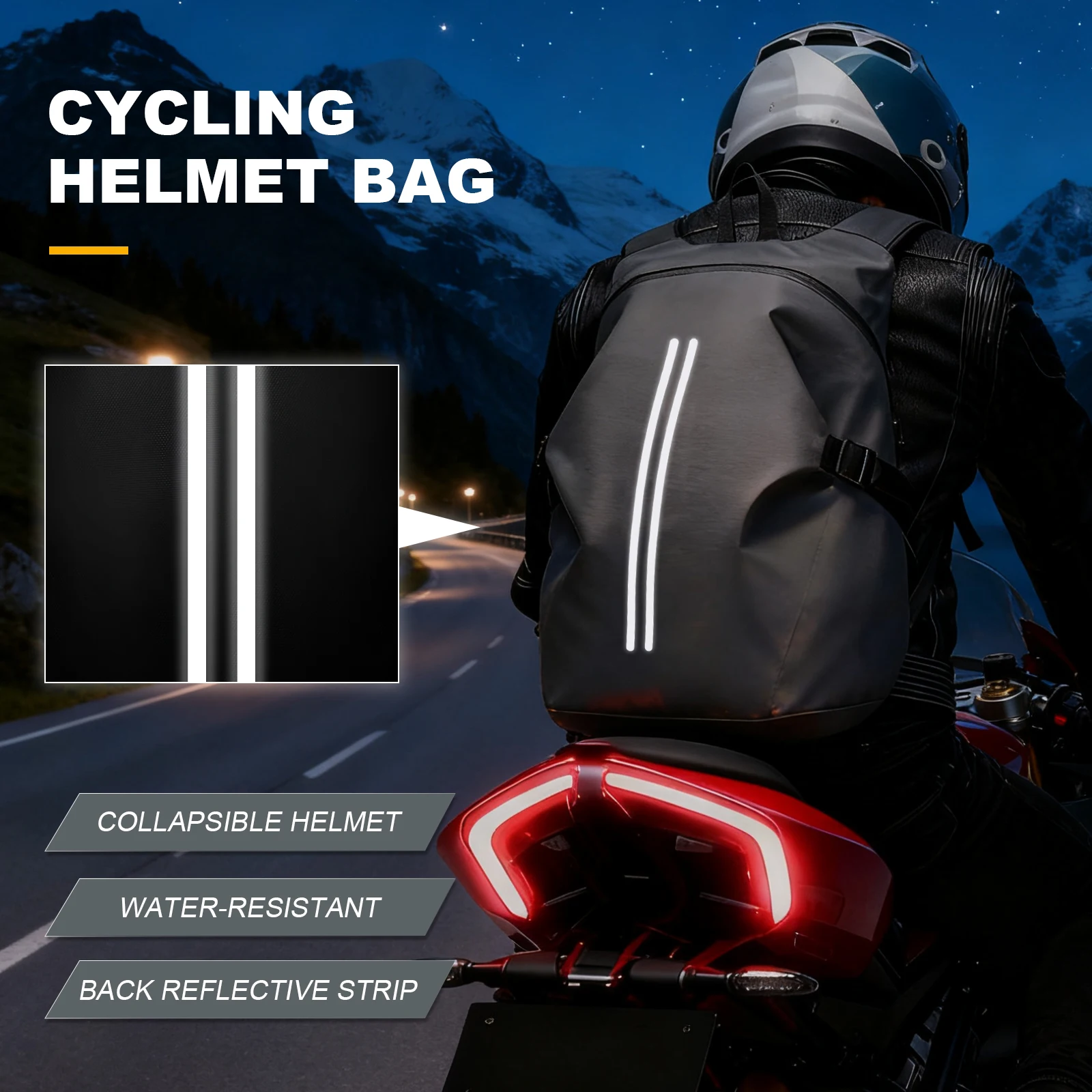 Motorcycle Backpack Waterproof Bag Large capacity, Reflective Strip Motorcycle Bag，Men Motorcycle Helmet Bag Travel Backpack