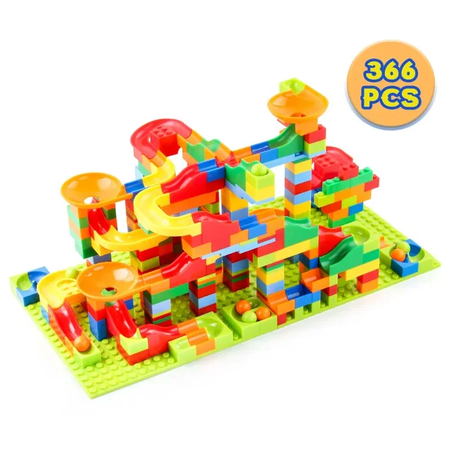 Children's Slide Small Block Block Assembly Particles DIY Educational Toy Small Size Building Blocks Maze Ball Assemble Toys 5