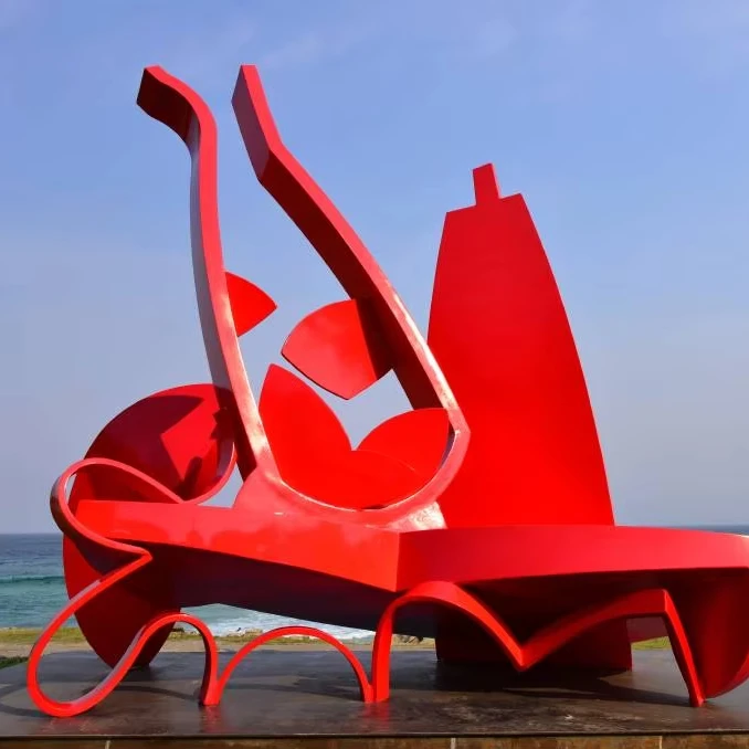 Modern Outdoor Stainless Steel Sculpture Large Painted Metal Art