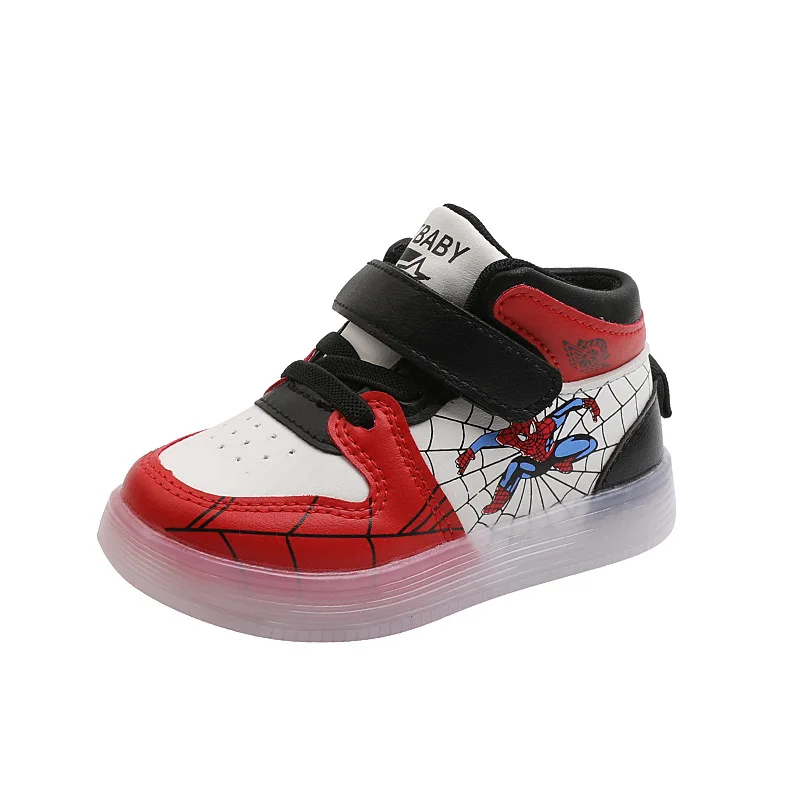 Disney Spiderman Sneakers ragazzi LED Light Up Toddler Girl Shoes First Walkers nuove scarpe incandescenti taglia 21-30 regali per bambini