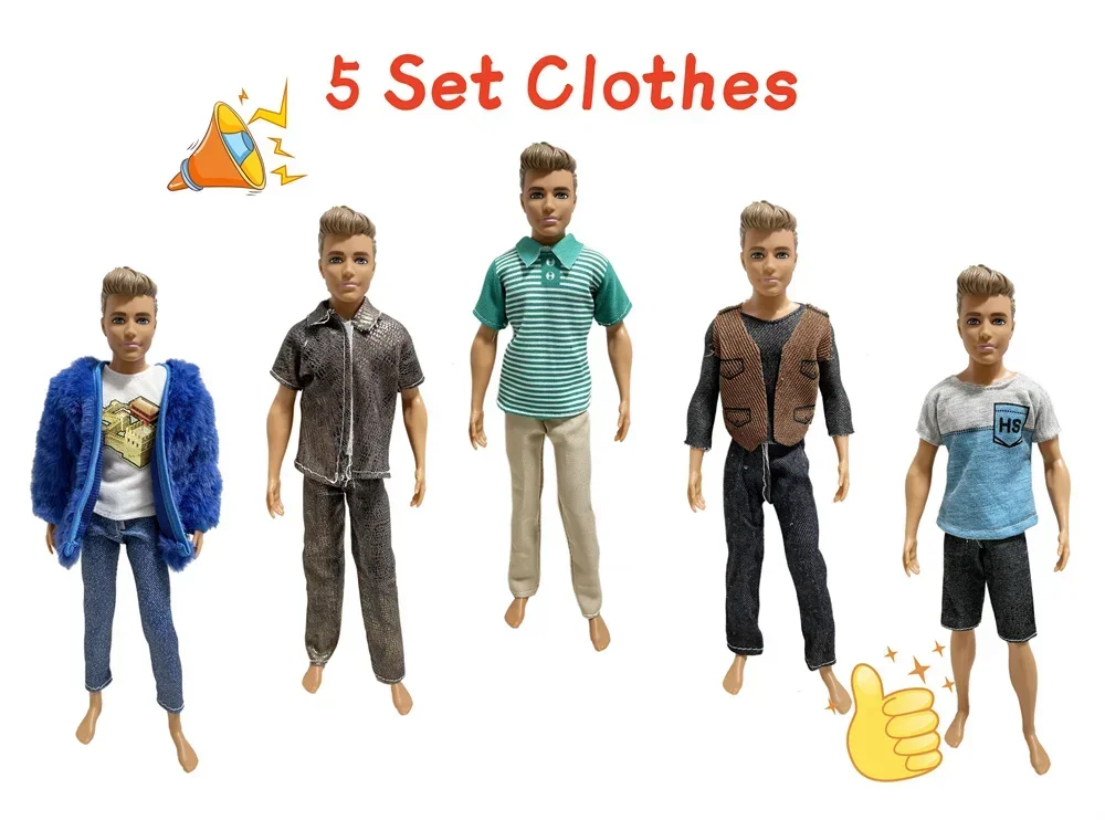 

5 Set Ken Cloth Doll Accessories Casual Wear Suit for 30cm 12inch Ken Doll Kids gift