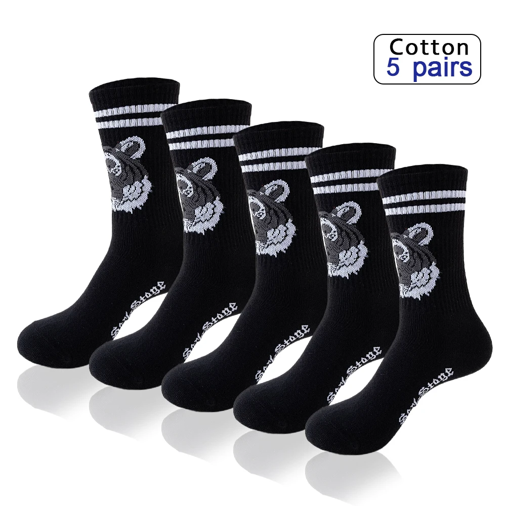 

5 Pairs High Quality Men Socks Cotton Breathable Hip-Hop Street Fashion Socks Long Gift Socks Sox Sokken Outdoor Sports Socks