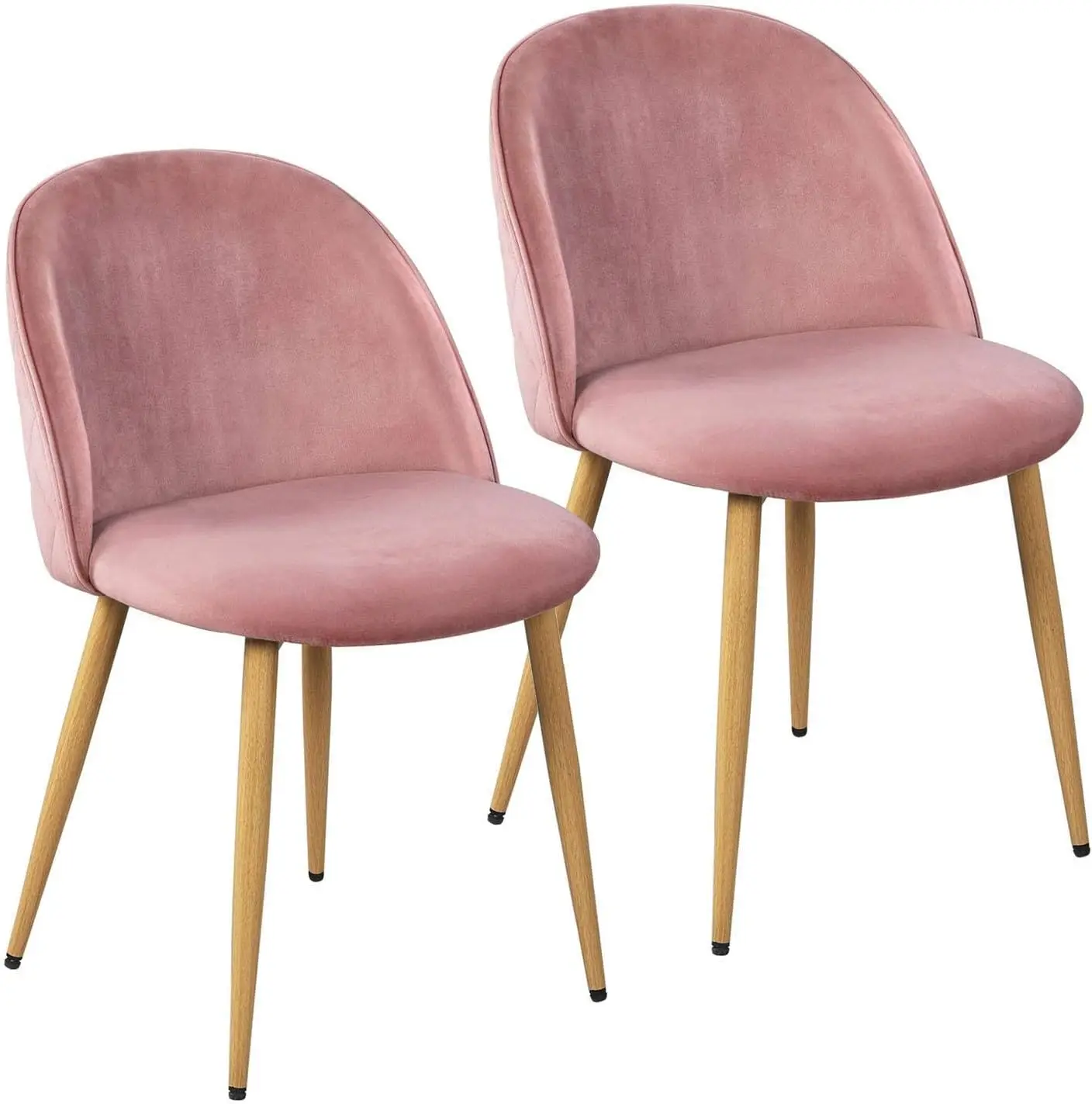 Velvet Dining Pink Dining Set of 2 Upholstered Side Chairs Kitchen Chairs with Soft Velvet Seat Backrest