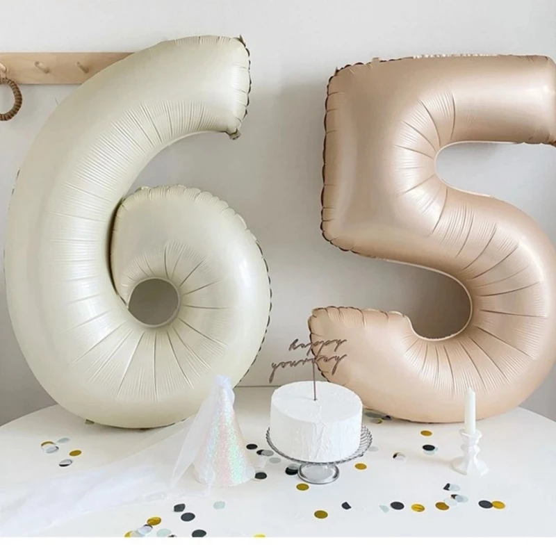 Cream Number Foil Balloons 5