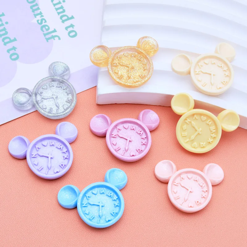 

100 шт. милый мультяшный будильник каучуковые подвески кабошон для волос бант аксессуары «сделай сам» Скрапбукинг ремесла