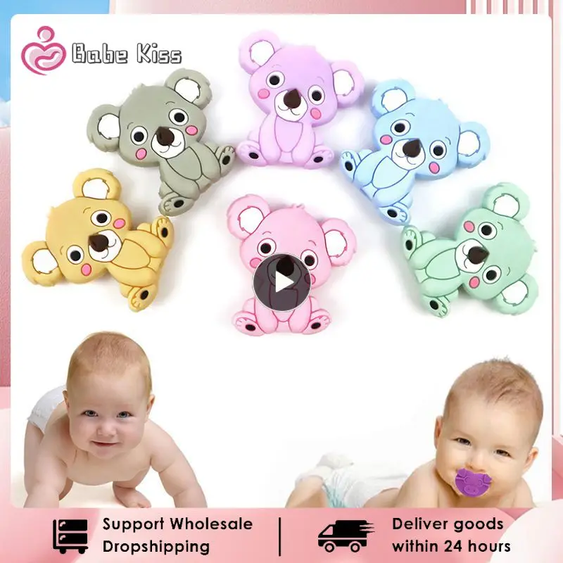 

Koala Silicone Teether Baby Teething Toy BPA FREE Soft Chewable Animal Teether Making Necklace Pacifier Clip Chain
