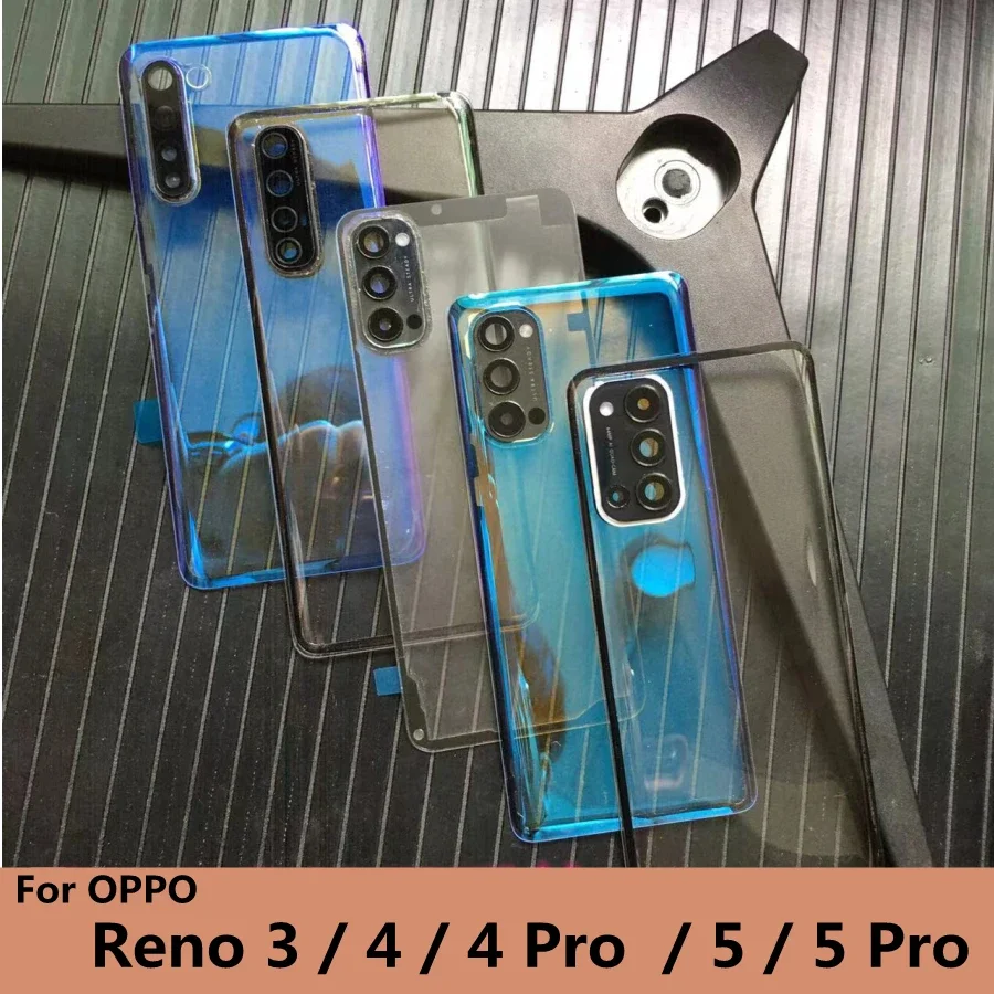 

Transparent For OPPO Reno 3 4 5 Pro 5G Back Battery Glass Back Cover Rear Door Housing Case for Oppo Reno 4 Pro Battery Cover