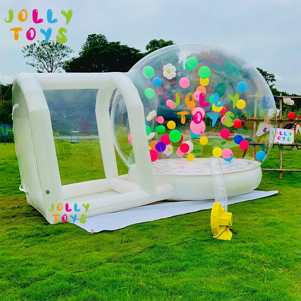 JOLLY TOYS Balloon inflatable bubble house with trampoline and transparent dome PVC material  with blower 5