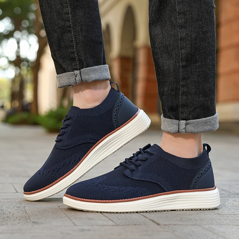 New Men Shoes Fashion Breathable Summer Mesh Men Casual Sneakers Oxfords Formal Business Shoes for Male Non Slip Dress