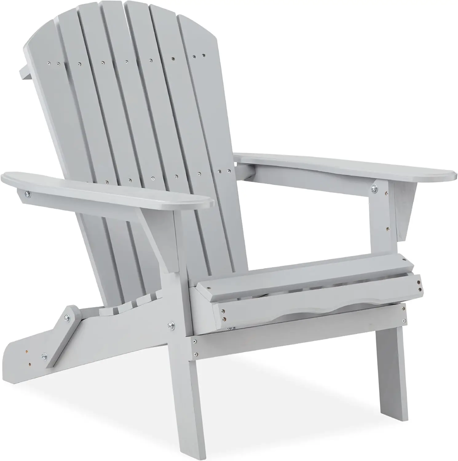 

Best Choice Products Folding Adirondack Chair Outdoor Wooden Accent Furniture Fire Pit Lounge Chairs for Yard, Garden, Patio w/