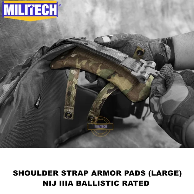 MILITECH Large NIJ Level 3A IIIA 0108.01 Bulletproof Shoulder Strap Armor Pads Modular Ballistic Padding 2