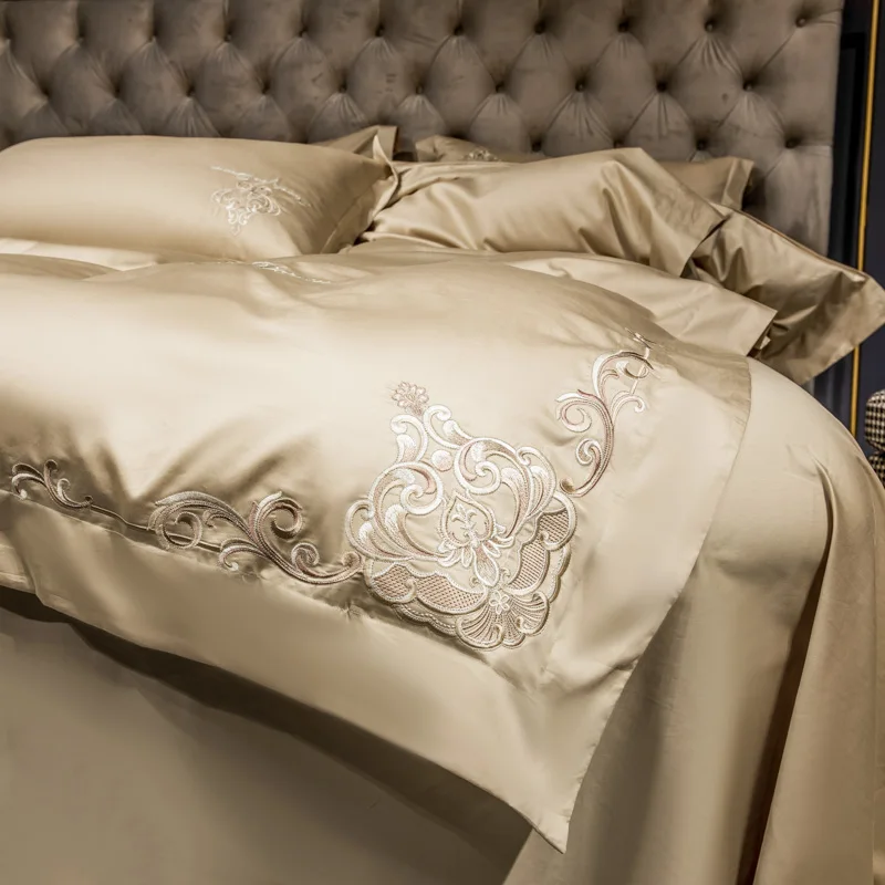 High quality cotton Embroidery Soft Duvet cover bedsheet Pillowcases Fitted sheet Thicken Bedding Set King queen 40 Sc3fa9fdbc99d430f83c6f20b87de4462F