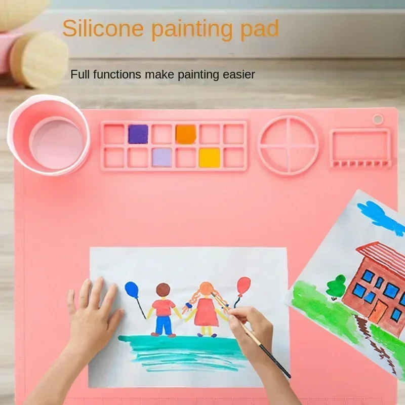 1PC Washable Silicone Craft Graffiti Painting Mat Children's DIY Silicone Painting Scrubbable Pigment Palette Pad silicone painting pad