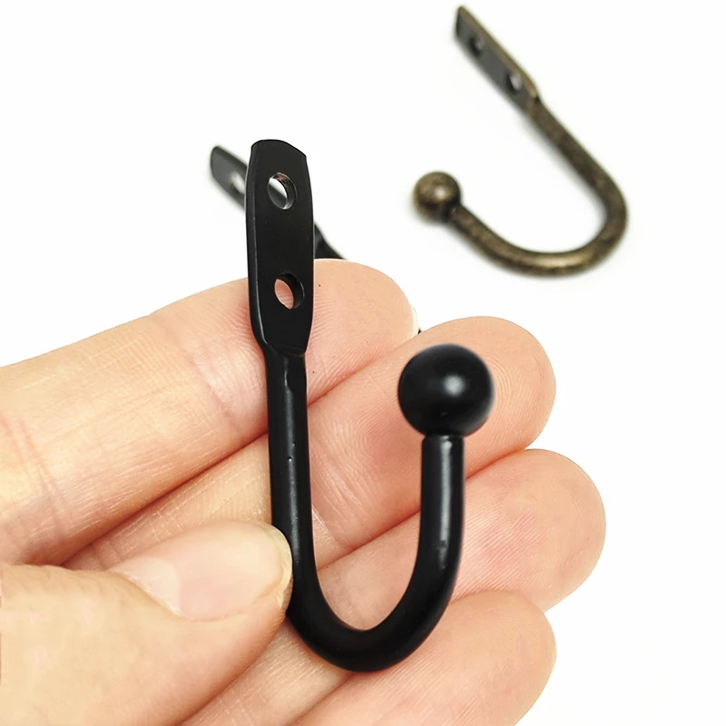 6pcs Metal Hooks Wall Mounted Hanger With Screws Black/Antique Bronze  Clothes Hanger Home Door Decor Bathroom Kitchen Accessorie