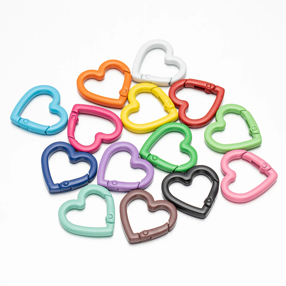 5pc 21/25mm Heart Key Ring Snap Clip Trigger Spring Buckle for DIY