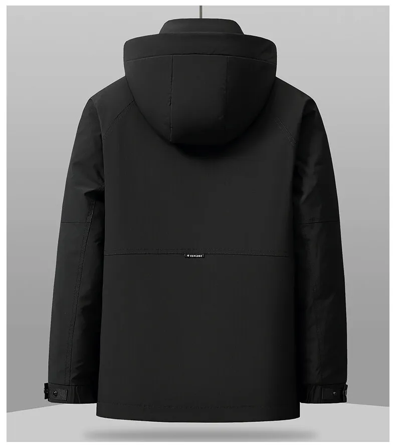 Lässige warme Entendaunenjacken mit Kapuze für Herren, Winter-Outwear, solide, verdickte Puffermantel, winddicht, gepolstertes Oberteil, Kleidung, Hut, abnehmbar – Detail 11