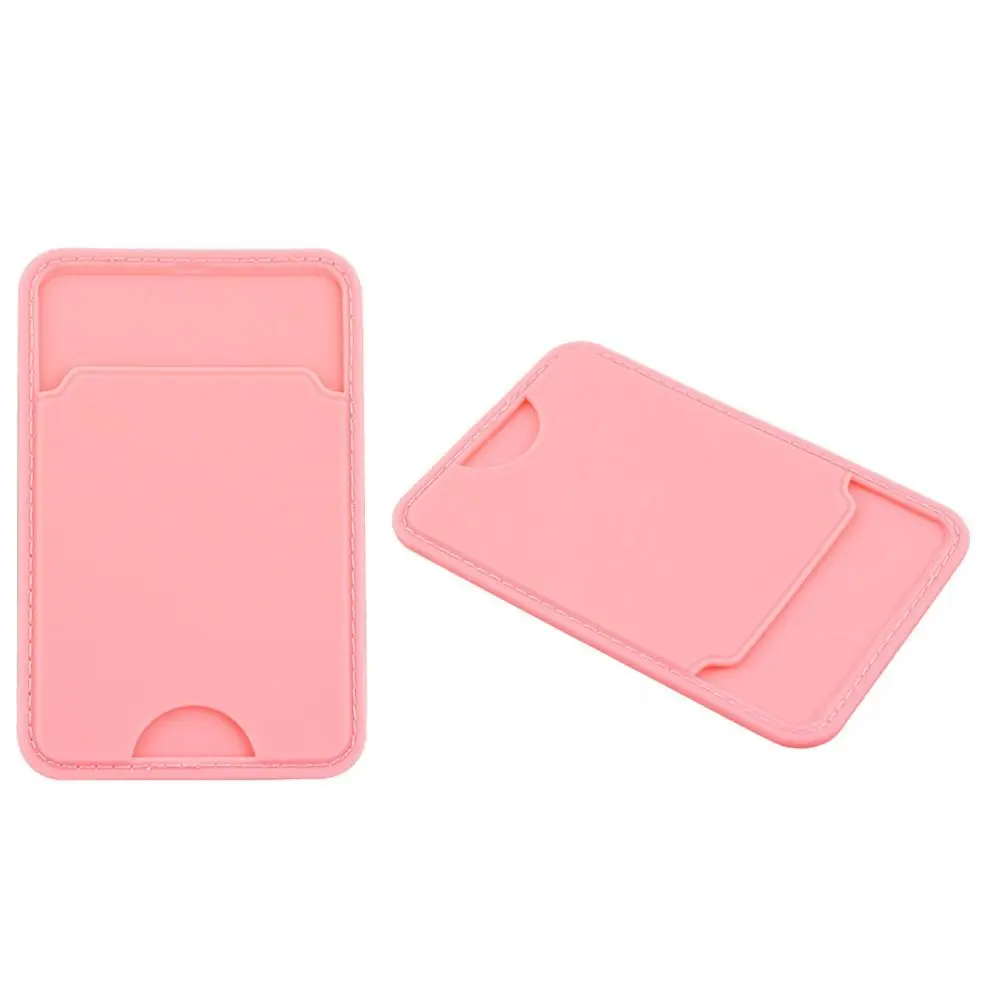 2Pcs Mobile Phone Back Slot Card Holder Wallet Case Silicone Phone Pouch Mobile Back Paste Sticker Bus/ ID Bank Card Paste