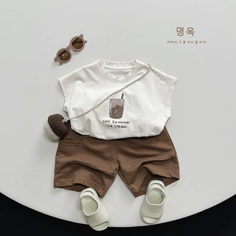 Baby Girls Boys Sleeveless Vest Cartoon Tank Tops Kids Underwear Camisole Summer 1 To 6Yrs Children's Clothing Korean Style
