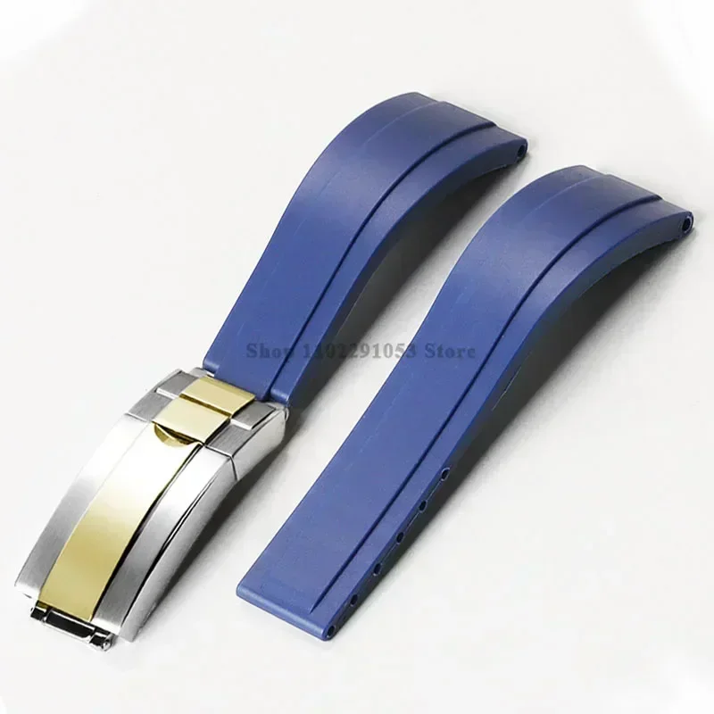 Enhanced Waterproof Silicone Sport Watch Strap with Metal Fold Buckle - 20mm Rubber Wrist Band