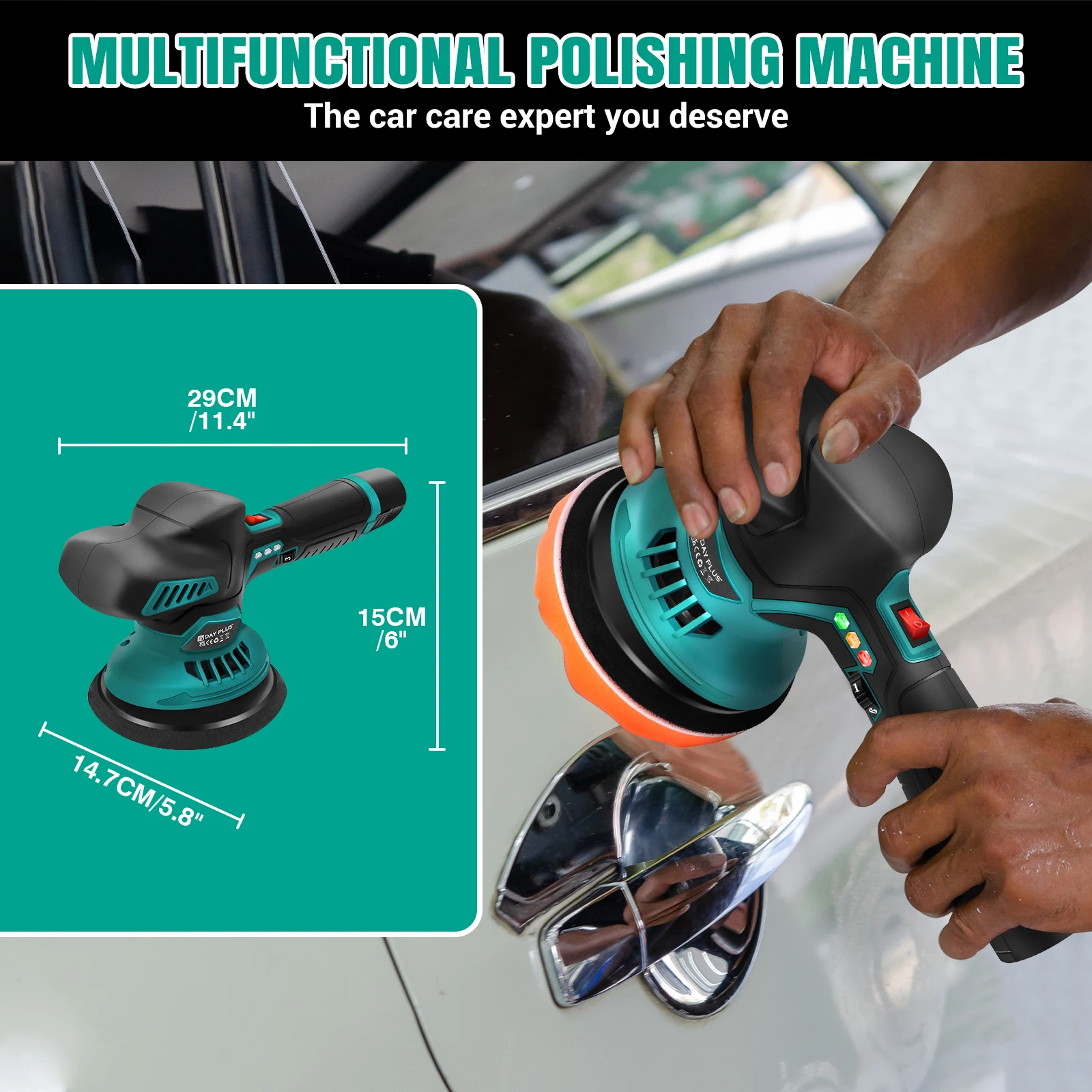12V Cordless Car Buffer Polisher,6 Variable Speed 5