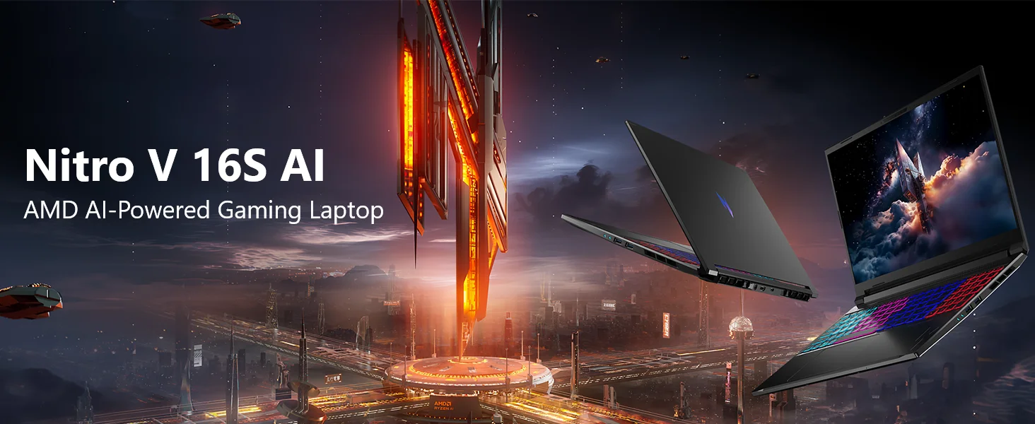 acer nitro V AMD; RTX laptop; 16” gaming laptop; AMD gaming laptops; DDR5; RTX 50; DLSS 4