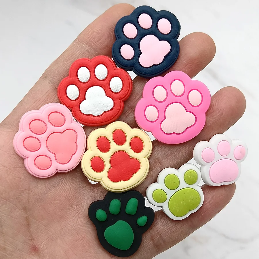 Cat Dog Paw PVC Shoe Buckle Accessories Funny DIY Colorful Animal Paws Shoes Decoration Jibz For Crocs Charms Kids Party Gift